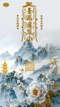 Auspicious Oriental Mountain Art Phone Wallpaper, Abundance Vibes Digital Art, Instant Download