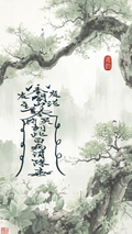 Oriental Ink Art Phone Wallpaper, Calming Energy Aesthetic Digital Art, Instant Download